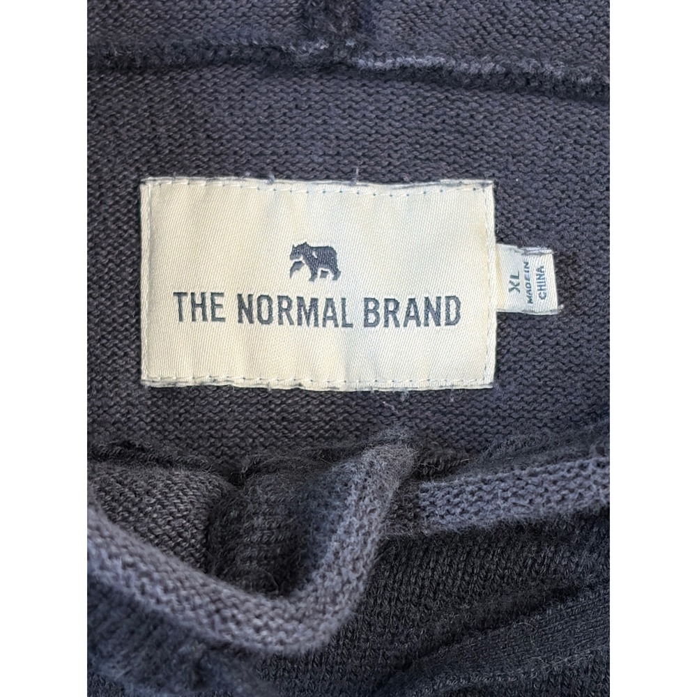 The Normal Brand Mens XL Charcoal Gray Cotton Knit Pullover Hoodie Sweatshirt - Picture 2 of 7